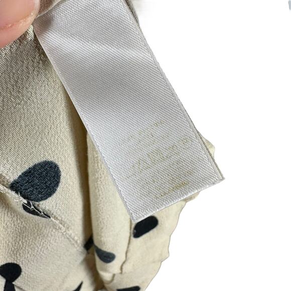 KATE SPADE Deco Dot Cream Black Polka Dot Crepe Blouse Women's 10 Preppy Chic - Picture 6 of 6